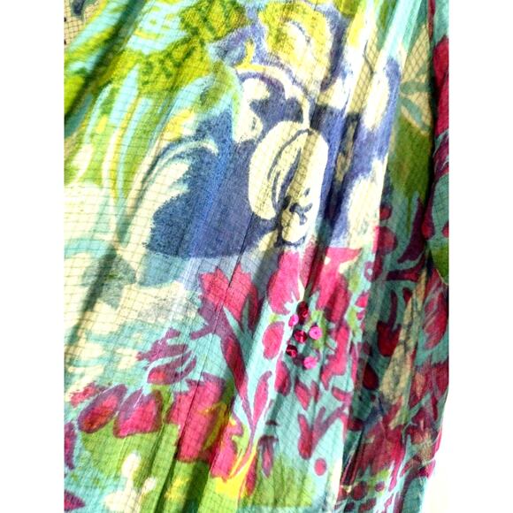 Ulla Popken multicolor long duster cottagecore floralcore top One Size - Picture 7 of 12